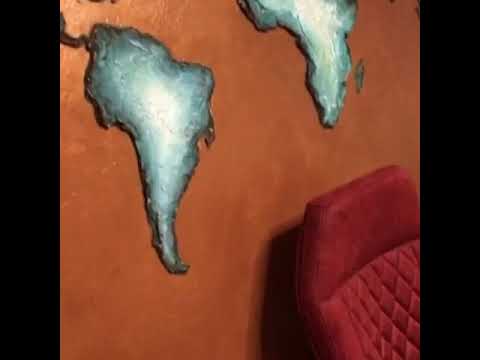 Sanatsal duvar çalışması duvarda dünya haritası sı İtalyan boya sanat